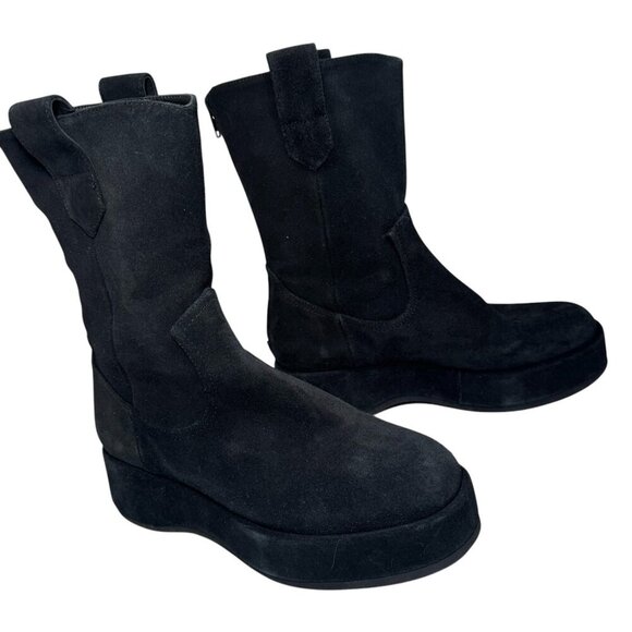 Paloma Barcelo Women Ander Platform Black Suede Mid-calf Boots 6.5 US EUR 37 NEW - Picture 4 of 8